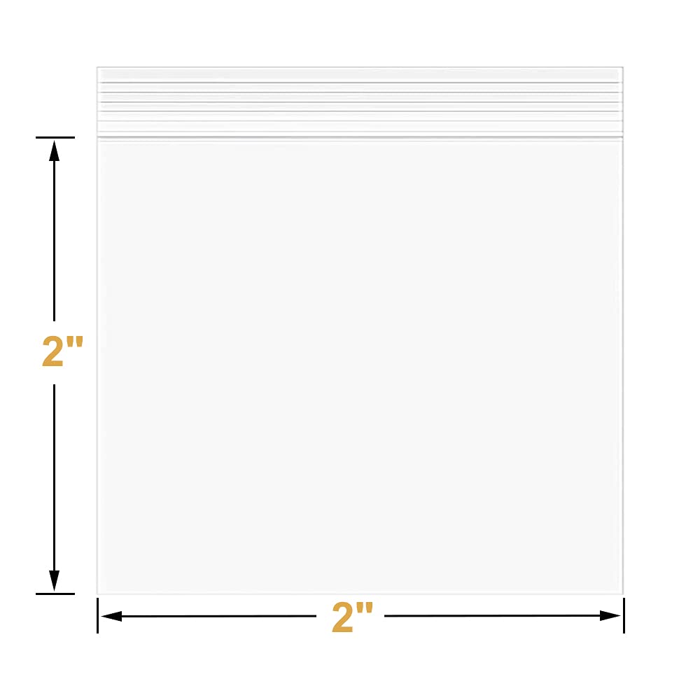 Macoota 2" x 2" Small Thick 4 Mil Plastic Bags 100 PCS Clear Resealable Zip Seal Lock Poly Bags Reclosable Heavy Duty Zipper Baggies Jewelry Earrings Coin Pills Packing