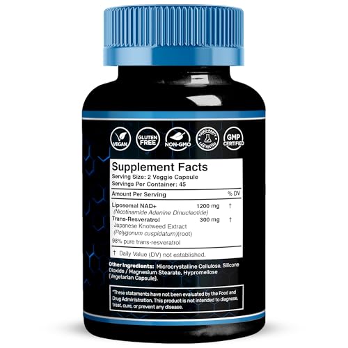 WELLNESS LABSRX Liposomal NAD Supplement, 1500mg - USA Made, NAD Resveratrol Supplement for Women and Men, NAD+ Support Ce...