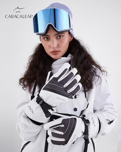 Caracaleap Ski Gloves for Men Women - Winter Snow Windproof Waterproof Skiing Snowboarding for Cold Weather Warm