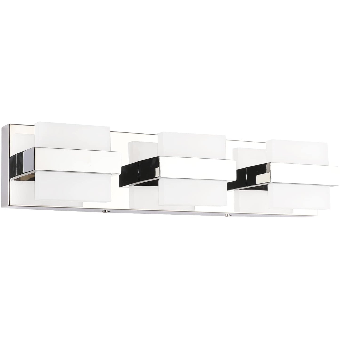 SOLFART LED Bathroom Vanity Light Fixtures, 3 Lights, Chrome, Acrylic Shade, White Light 6000K, Model 7248-3T-WHL-ND