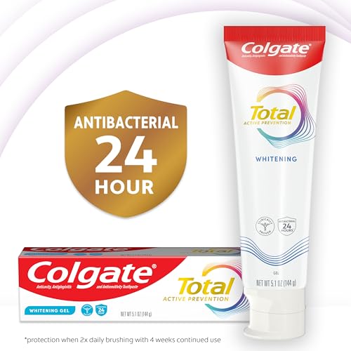 Colgate Total Active Prevention Whitening Gel Toothpaste with Fluoride, Bulk with Clinically Proven Formula That Fights Pl...