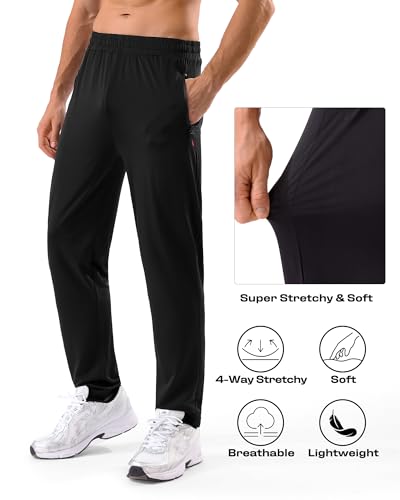 MSGD 5 Pack Men's Sweatpants with Zipper Pockets Stretch Lightweight Athletic Track Activewear Pants for Men Joggers