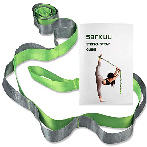 SANKUU Yoga Straps Stretching Strap with 12 Loops Workout Poster, Straps for Stretching Physical Therapy Equipment Long St...