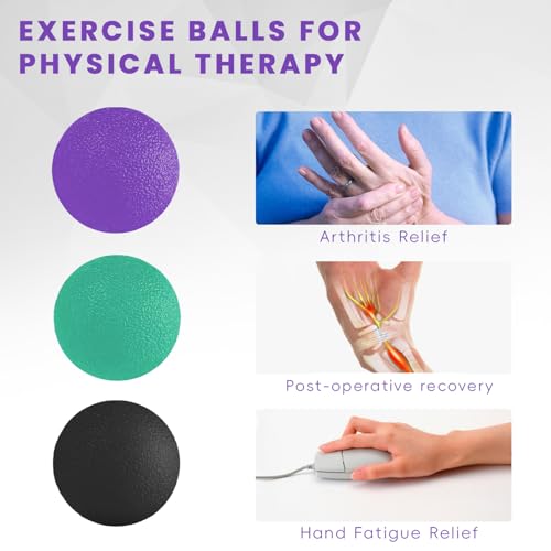 Ortarco 3 Pack Stress Balls for Adults, Hand Strengthening Devices Exercise Balls Physical Therapy Ball, Squeeze Balls for...