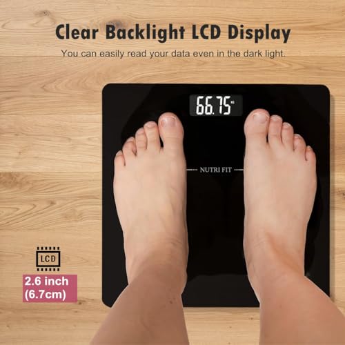 NUTRI FIT Digital Bathroom Scale for Body Weight Loss Watchers Electri Scales, 50g/0.1lb Discrepancy, Clear Backlit LCD Di...
