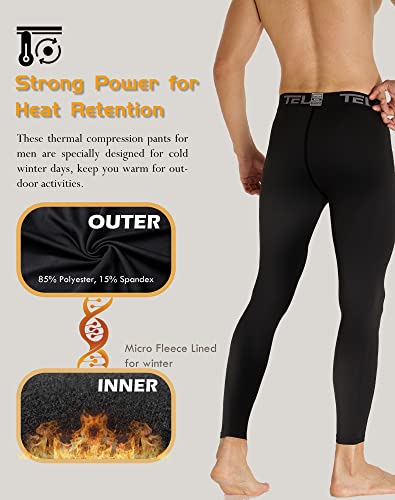 5 or 4 Pack Men's Thermal Compression Pants Fleece Lined Sports Tights Athletic Leggings Cold Weather Baselayer Winter Gear