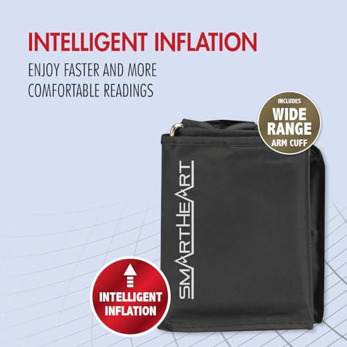 SmartHeart Blood Pressure Monitor | Wide-Range Upper Arm Cuff | Audible English Spanish Instructions and Results for Visua...
