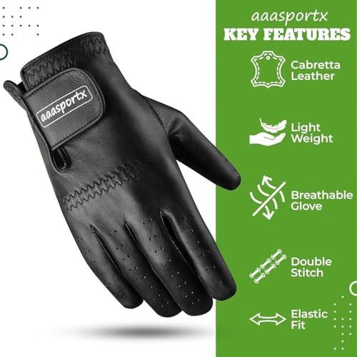 aaasportx Golf Gloves Men 3 Pack for Golfer (Worn On Left/Right Hand) Golf Glove Breathable Comfotable Fit Great Golf Gifts