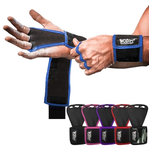 JerkFit WODies Gymnastics & Weightlifting Grips with Wrist Wraps – 3 Hole Versatile Gym Gloves for Pull Ups, Gym Training...