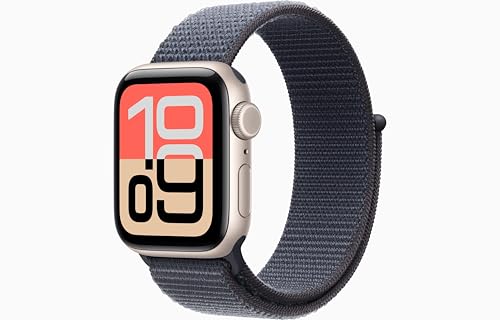 Apple Watch SE 3 [GPS, 40mm] Starlight Aluminum Case with Anchor Blue Sport Loop Band, One Size (Renewed)