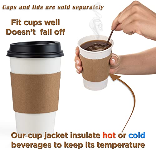 FMP Brands [100 Pack] Kraft Coffee Cup Sleeves Disposable for Hot Drinks, Durable Corrugated Cardboard Cup Sleeves for 12-...