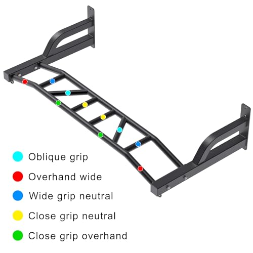 SELEWARE 48'' Heavy Duty Pull Up Bar Wall Mount Multi-function Chin up Bar with Home Gym Cable Pulley System LAT Pulldown ...