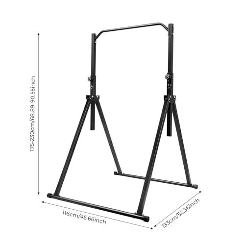 YUMIONB Power Tower Pull Up Bar Station Workout Dip Station, 440lbs Height Foldable Dip Station Pull Up Bar Free Standing ...