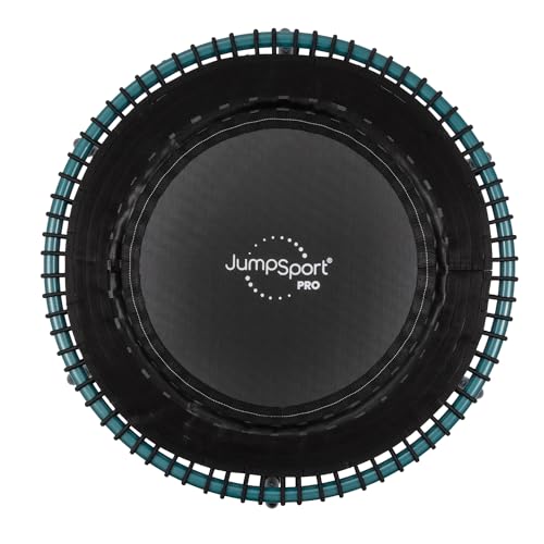 JumpSport 350 PRO Fitness Trampoline, Cardio Workout, No-Tip Arched Legs Home Gym Equipment, Adjustable Bungees & 60 Day T...