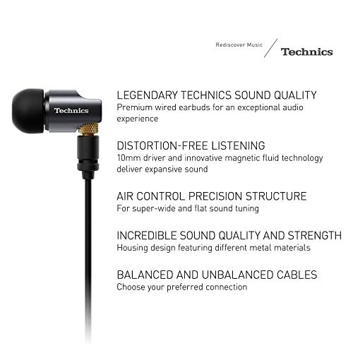 Technics Premium in- Ear Monitors IEM, High-Fidelity Wired in-Ear Earbuds Earphones with Innovative 10mm Driver for Ultra-...