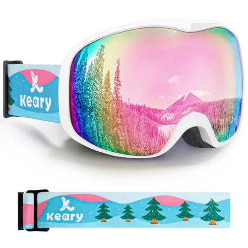 Keary Kids Ski Goggles for 3-14 Snowboard Goggles Kids Toddler Boys Girls Youth Snow Goggles 100% UV Protection Anti-Fog