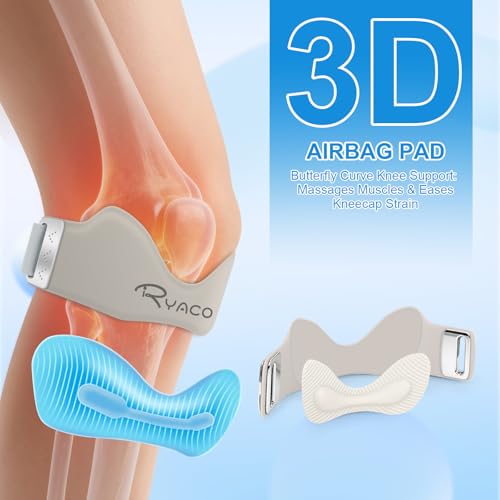 RYACO Patellar Tendon Support Strap 2 Pack, Silicone Patella Band for Knee Pain Relief, Adjustable Knee Brace for Women Me...