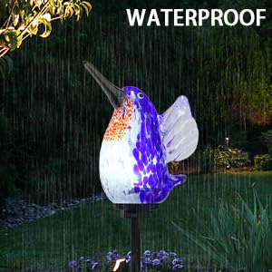 Bshine Solar Garden Decoration Outdoor Hummingbird Lights Stake  Hand Blown Glass Waterproof Solar Light Decorate Paths  Pathways  Lawns And Yards Art For Mom Gifts