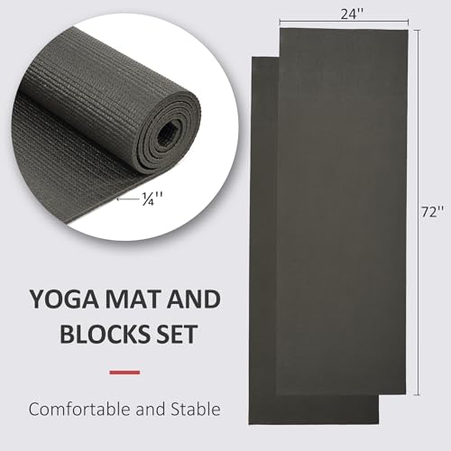 Signature Fitness All Purpose 0.25 Inch Thick High Density No Tear Exercise Yoga Mat with Strap & Lightweight Features for...
