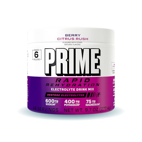 Prime Rapid Rehydration Electrolyte Powder, Berry Citrus Rush, Sugar Free Hydration Drink Mix with Sodium, Potassium, Magn...