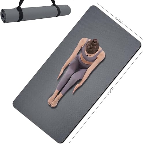 Yoga Mat Double-Sided Non Slip, 72'' x 32'' x 7mm - Extra Wide & Thick Yoga Mat for Women Men Kids, Professional TPE Yoga ...