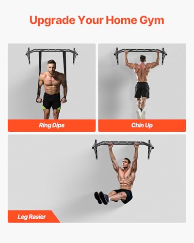 VEVOR Pull Up Bar, Multi-Grip Wall Mounted Pull Ups, 50 in Width Multifunctional Chin Up Training Station, Heavy Duty Stee...