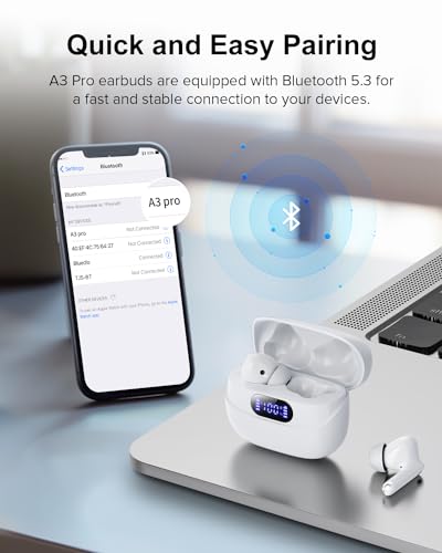 TUMJUN Wireless Earbuds, 42H Playtime Bluetooth 5.3 Headphones, HiFi Stereo Call Noise Cancelling Earbuds, IPX7 Waterproof...