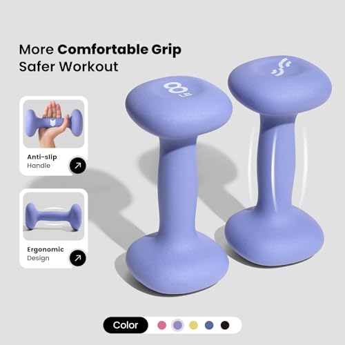 Sportneer Neoprene Dumbbells Set of 2, 2,3, 5, 8, 10lb Hand Weights for Women, Non-Slip Ergonomic Design, Anti-Roll Square...
