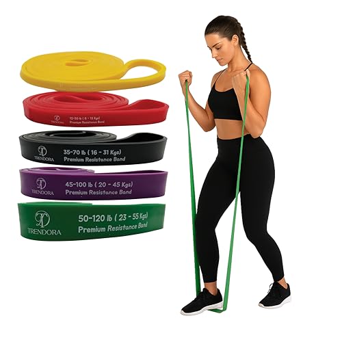 TRENDORA Premium Resistance Bands Set of 5, Exercise Bands, Workout Bands Set for Working Out with Handles for Men Women- ...