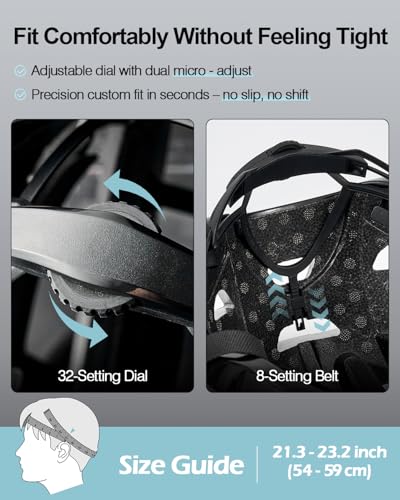 Odoland Adult Bike Helmet - Super Ventilation & Impact-Resistant Frame, Adjustable Dial System Lightweight Bicycle Helmet ...