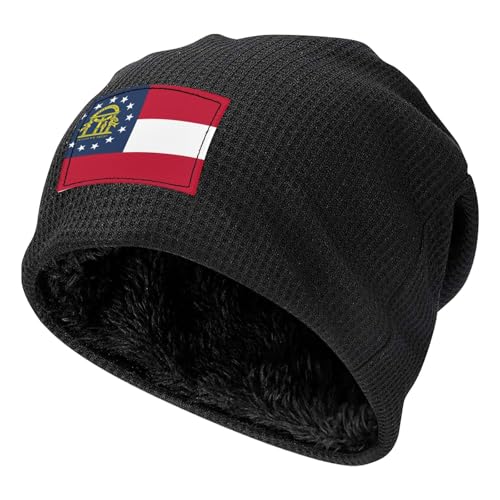 Georgia State Flag Print Lightweight Waffle Pullover Hat Men Women Winter Headwear Outdoor Camping Travel