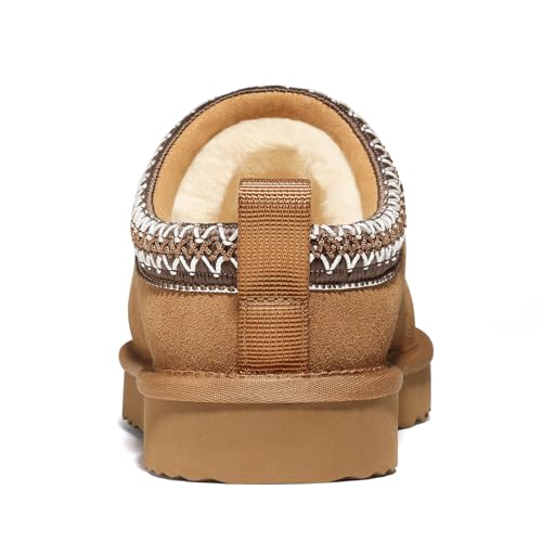bebealy Genuine Suede Fuzzy Slippers for Women Winter Warm House Shoes Cozy Mini Boots for Indoor Outdoor