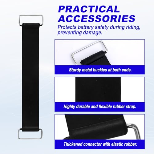 10pcs Motorcycle Battery Straps, Stretchable Rubber Band Tie Down Straps with Metal Buckles Scooter Battery Fixed Strap Ac...
