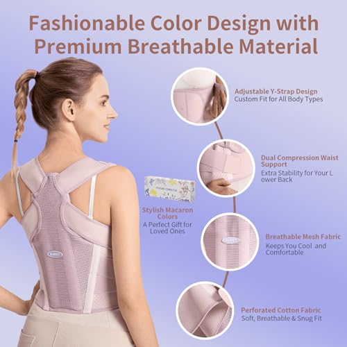 NLNYCT Posture Corrector for Women – 2-in-1 Back Brace with Shoulder Support, Adjustable Full Back Straightener for Upper...