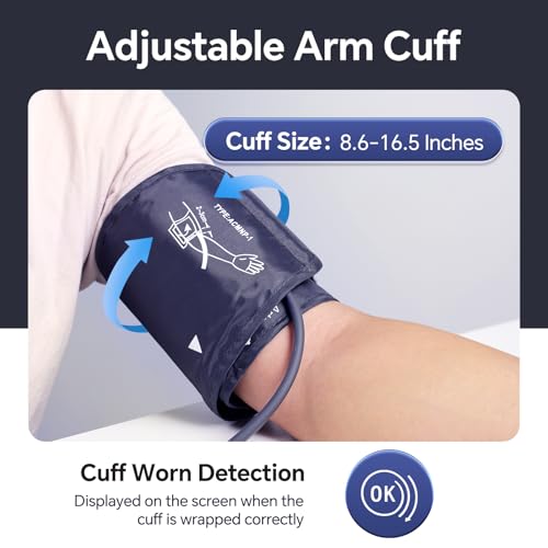 Sinocare Blood Pressure Monitor, Upper Arm BP Machine for Home, Adjustable Cuff 8.6"-16.5", One-Button Operation, Dual Use...