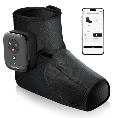 Comfytemp Air Compression Therapy Device K1007, Portable Foot Massager with Heat, Cordless Ankle Massage Boot for Pain Rel...
