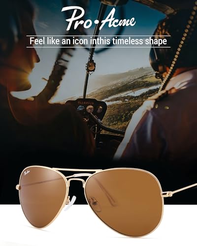 Pro Acme Classic Aviator Sunglasses for Women & Men Glass Lens Metal Frame UV400 Driver Sunglasses