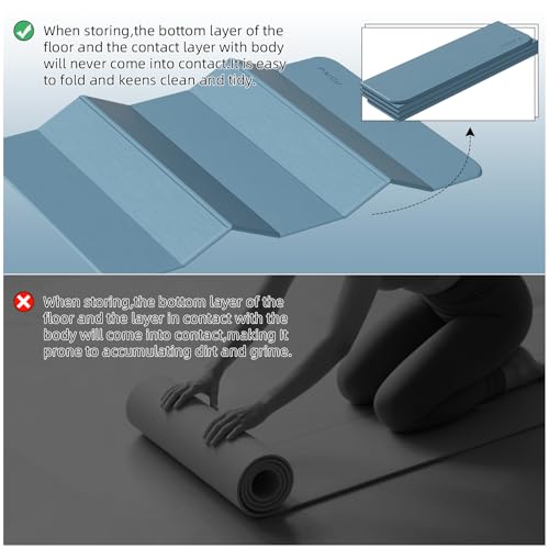 PAIDU Foldable Yoga Mat thick- 2/5" (10MM) TPE Non-Slip Design, Quick Fold，Easy Storage, 75x40 Extra Long/Wide for Indoor ...