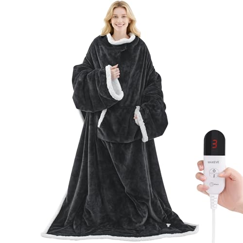 Heated Blanket Wearable Electric Blanket with Foot Pocket and Sleeves, Heating Throw Blanket, Electric Snuggle Blankets, 6...