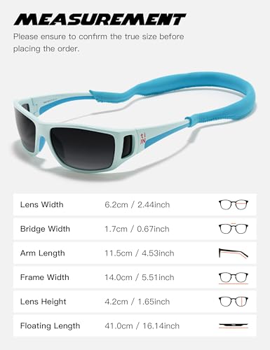 TIJN Polarized Wraparound Sunglasses for Men & Women-UV400 TR90 with Floating Strap for Skiing Snowboarding Winter Outdoors