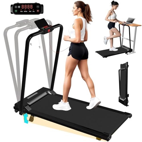Foldable Treadmill with Manual Incline, 6.2 MPH Compact for Home Use, Features LED Monitor and Safety Stop Key, Adjustable...