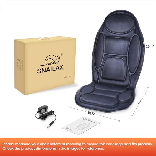 Snailax Vibration Back Massager with Heat, Massage Seat Cushion with 6 Vibrating Motors and 2 Heat Levels, Massage Chair P...