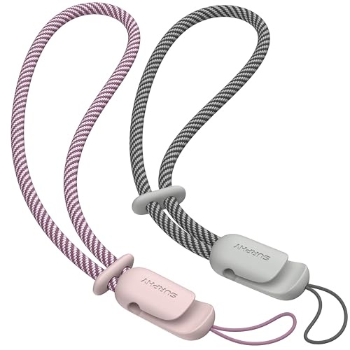 SURPHY 2 Pack Phone Lanyard for Cellphone Case, Phone Wrist Strap for Case, Cellphone Strap with 2-Color Braided, Charm Wr...