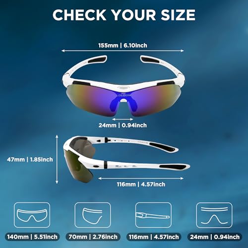 LOLOON Cycling Sunglasses for Men Women Youth, Wrap Around Sports Sunglasses for Running Climbing Bike Baseball Softball Golf