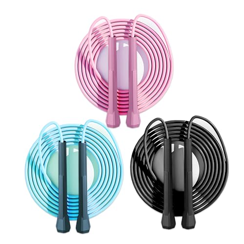 GSMIEY Jump Rope - for Fitness Training, Weight Loss, Cardio, and Crossfit Workouts - Lightweight PVC Skipping Rope for Ho...