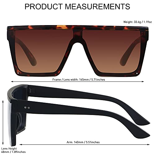 LYZOIT Square Oversized Sunglasses for Women Men Big Flat Top Fashion Shield Large UV Protection Rimless Shades