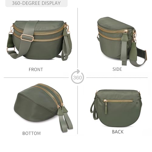 Pure Colour Crossbody Bum Bags for Women Spacious Checkered Cross body Bag Nylon Trendy Fanny Pack for Travel