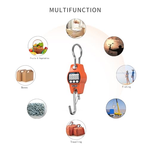 Hanging Scale Handheld 880lb/400kg Crane Scale Luggage Scale,with ABS Plastic case & Big LCD Display, Portable Digital Min...
