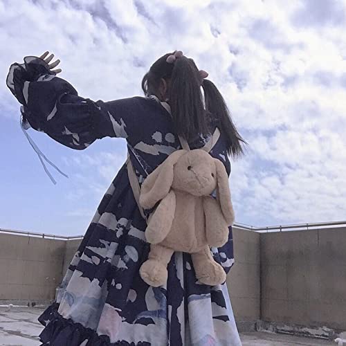 Kmiunty Cute Plush Backpack Cute Animal Backpack Rabbit Backpack Bags with Adjustable Straps (Khaki)