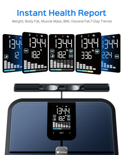 Tychesy Body Pod Scale, View 5 Metrics Without Phone, 8-Electrode Smart Scale with BMI Body Fat Muscle Mass, Offline Body ...
